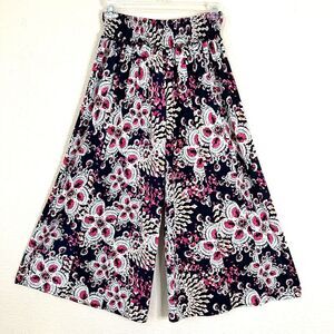 Mountain Mamas Size M Women Pink Floral High Rise Wide Leg Stretch Palazzo Pants